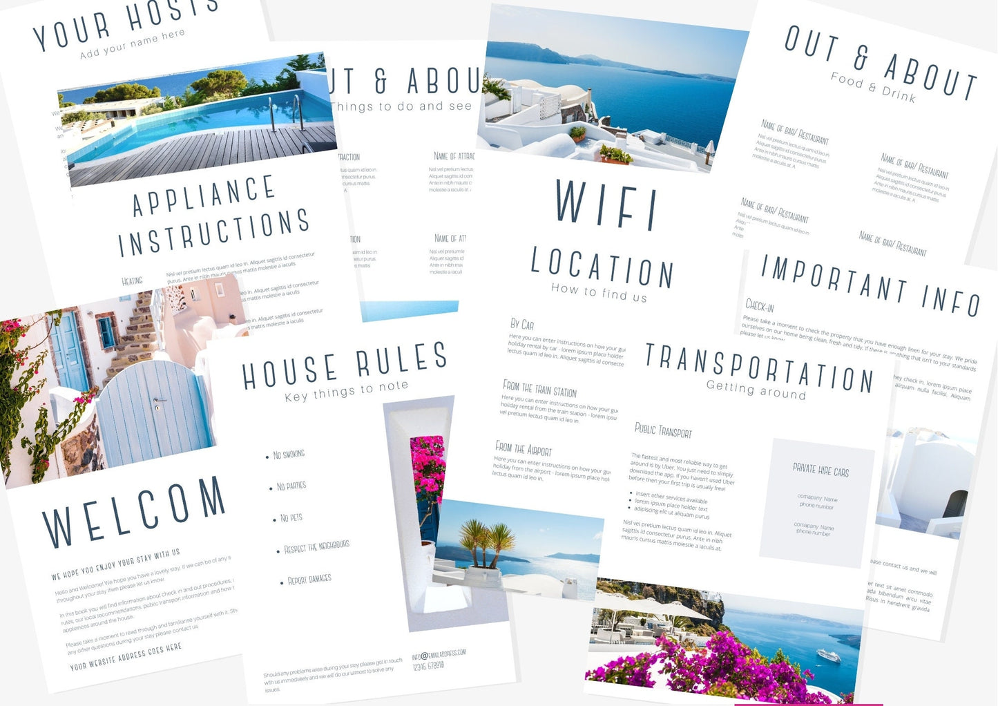 Guest Book Template | Canva Template | AirBnb | Host Guide | Welcome Book | Home Rental Guidebook | Vacation Guide | Skyline Blue