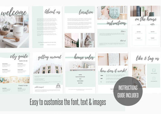 Airbnb Welcome Book | AirBnb | VRBO | Welcome Book | Airbnb Printable | Home Rental Guidebook | Vacation Guide | Airbnb Host | Mint Frost