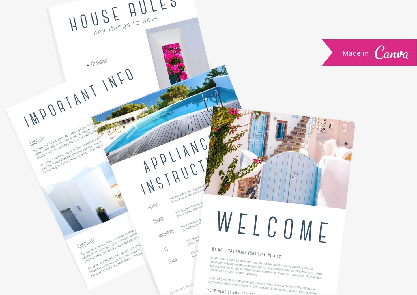 Guest Book Template | Canva Template | AirBnb | Host Guide | Welcome Book | Home Rental Guidebook | Vacation Guide | Skyline Blue