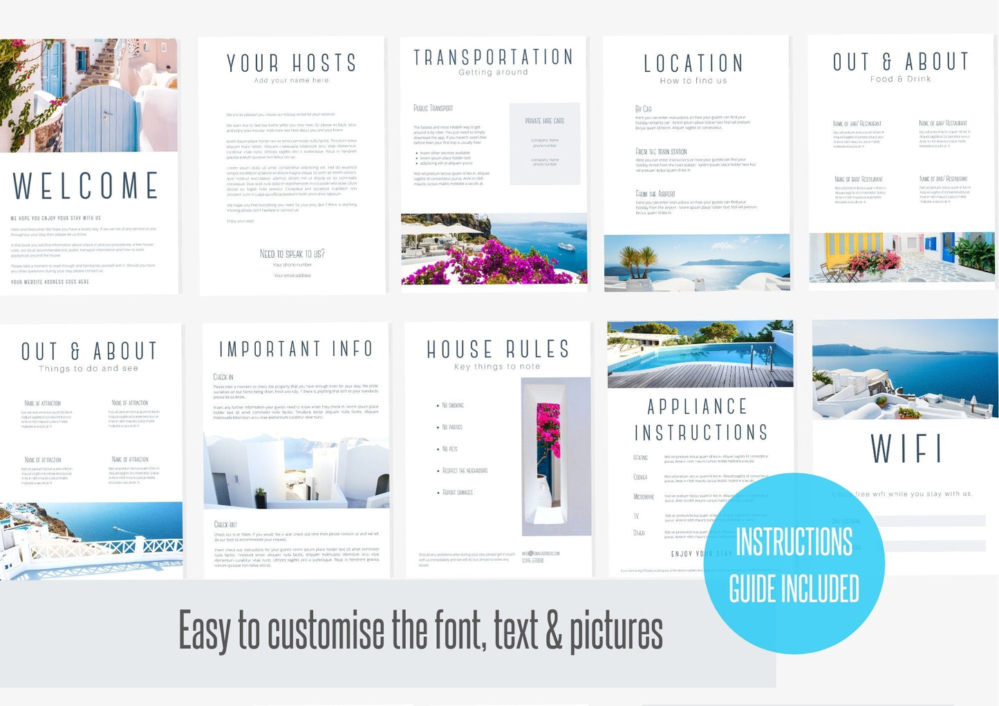 Guest Book Template | Canva Template | AirBnb | Host Guide | Welcome Book | Home Rental Guidebook | Vacation Guide | Skyline Blue