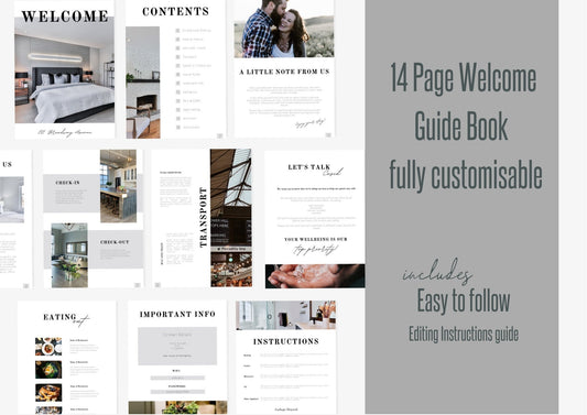 Welcome Book Template | Canva Template | AirBnb | Host Guide | Welcome Book | Home Rental Guidebook | Vacation Guide | Pewter