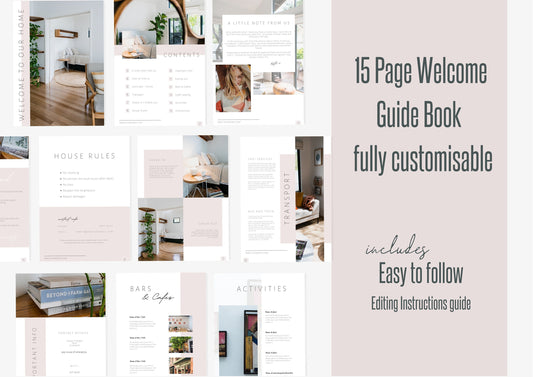 Welcome Book Template | Canva Template | AirBnb | Host Guide | Welcome Book | Home Rental Guidebook | Vacation Guide | Rosewood 