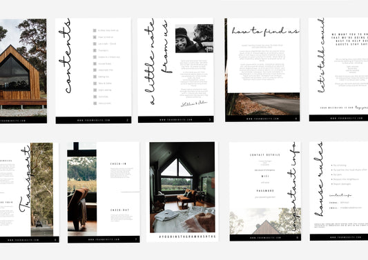 Airbnb Guest Welcome book, fully editable with pre-written text. Have all your information in one place, Woodland Barn