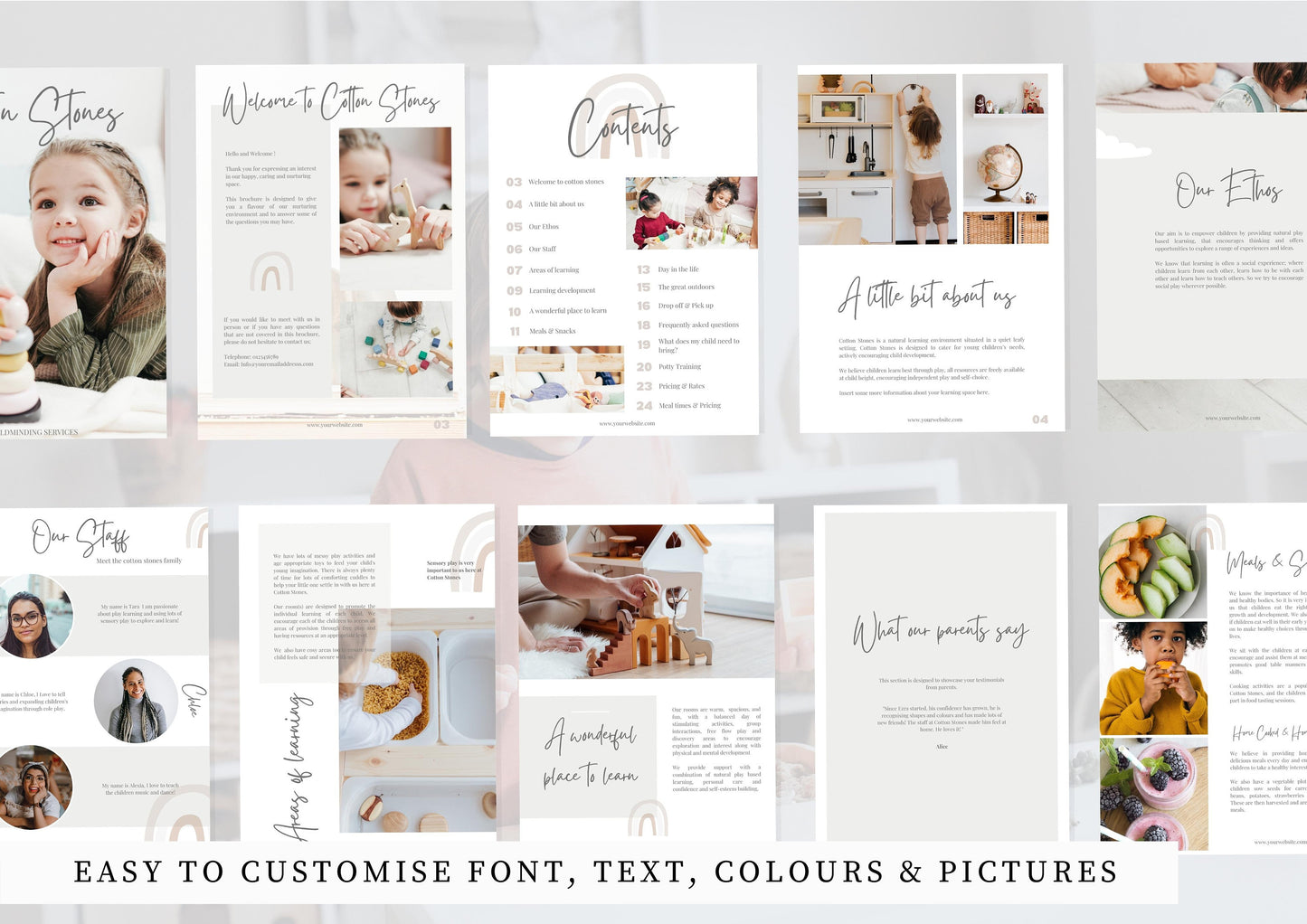 Childminder Welcome guide - Nursery Brochure - Childminder Templates - Prospectus - Brochure template - Small Business  - Cotton Stones