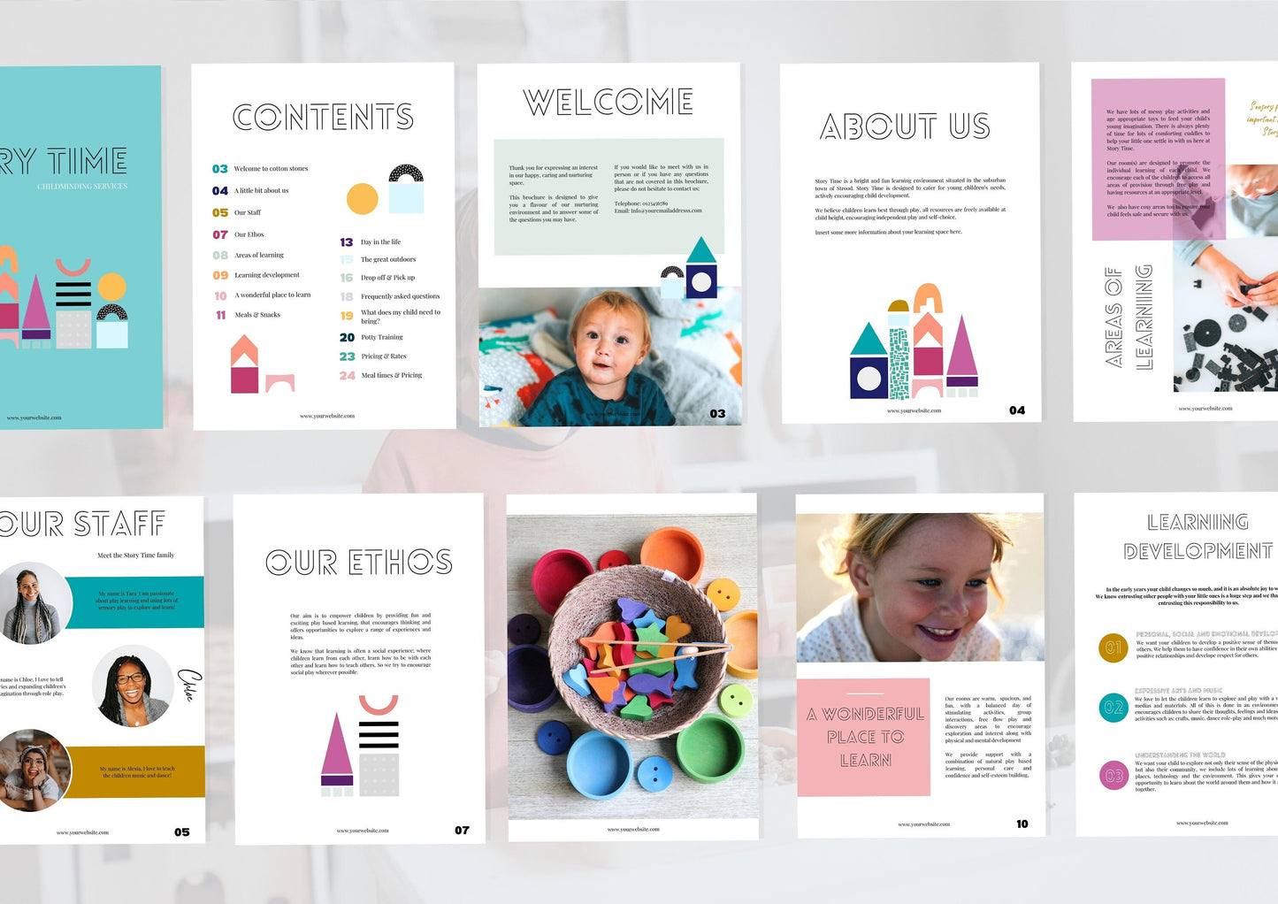 Childminder Welcome guide - Nursery Brochure - Childminder Templates - Prospectus - Brochure template - Small Business - Story Time