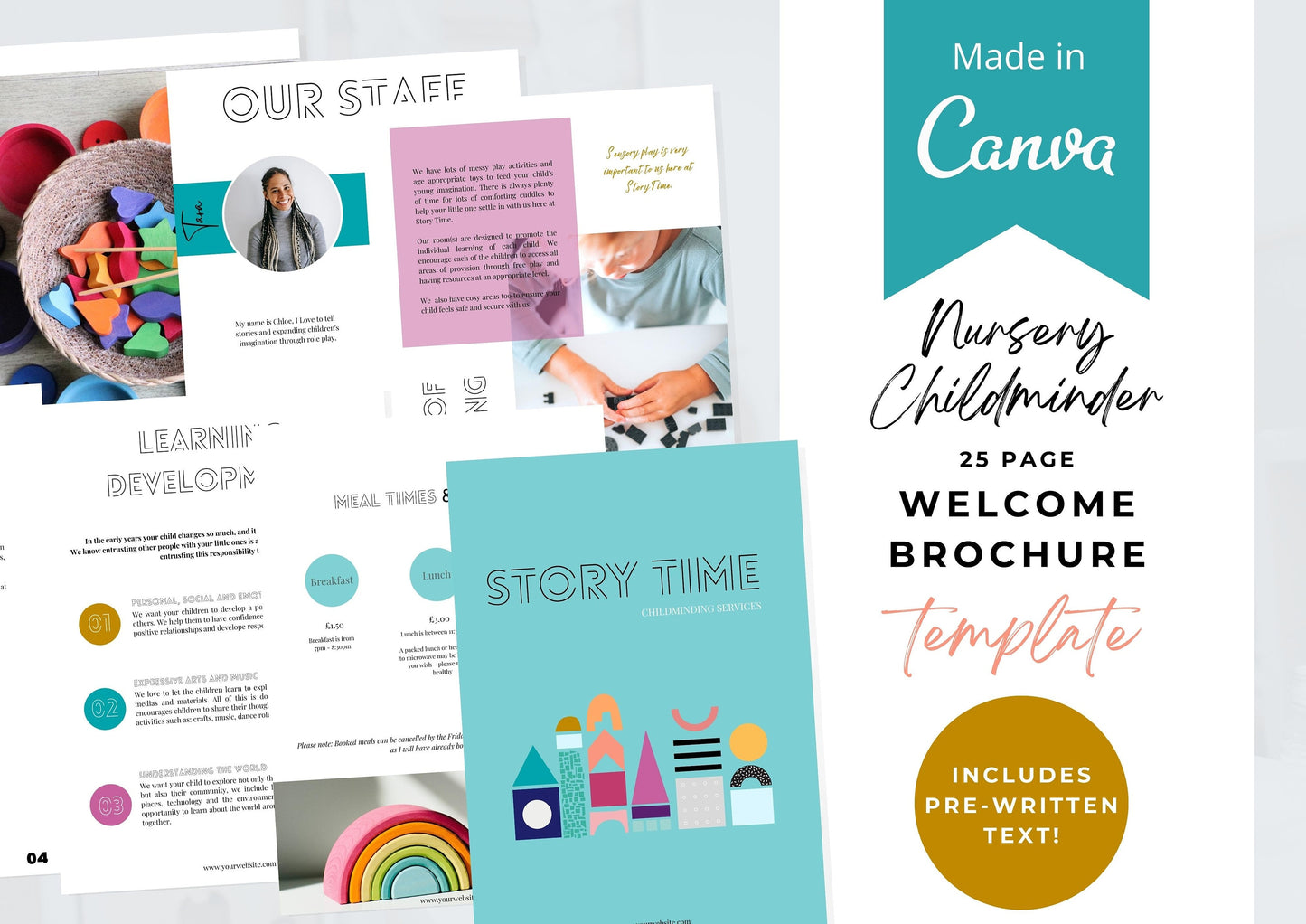 Childminder Welcome guide - Nursery Brochure - Childminder Templates - Prospectus - Brochure template - Small Business - Story Time