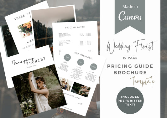 Wedding Florist Pricing Guide -  Welcome guide - Template for Florists - Florist Templates - Guide - Florist Brochure - Cosmos