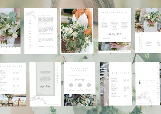 Editable Pricing Guide Template for Wedding Florists - Florist Templates - Elegant customisable Business Brochure to showcase your business.