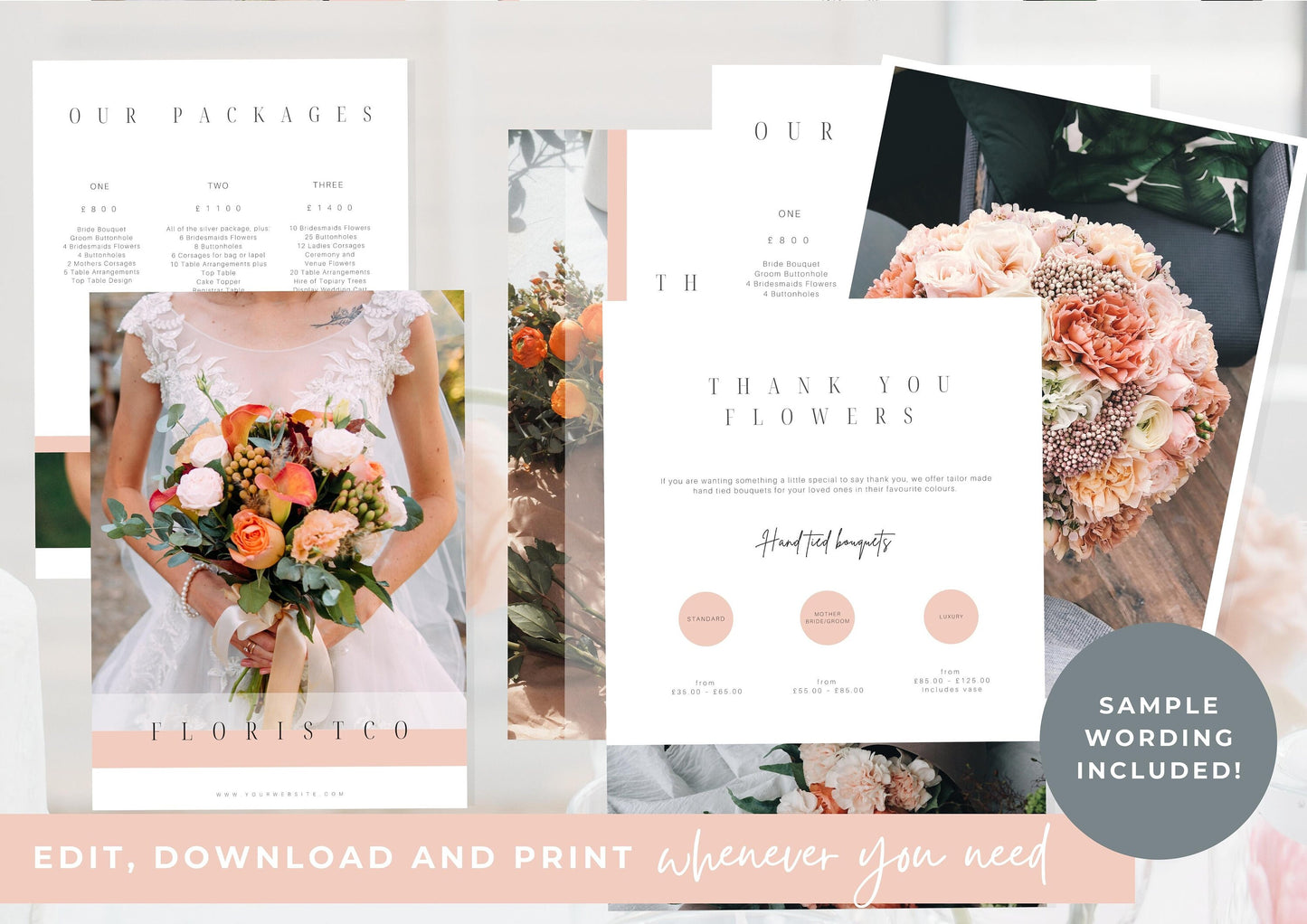 Wedding Florist Pricing Guide -  Welcome guide - Template for Florists - Florist Templates - Guide - Florist Brochure - Buttercup