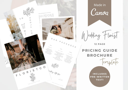 Wedding Florist Pricing Guide Template - Easily Customise Your Floral Offerings With This Editable and Stylish Florist Brochure Template.