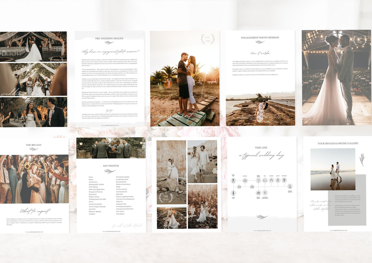 Photography pricing template for wedding photographers | Editable Photography Pricing and Portfolio Template Golden Haze