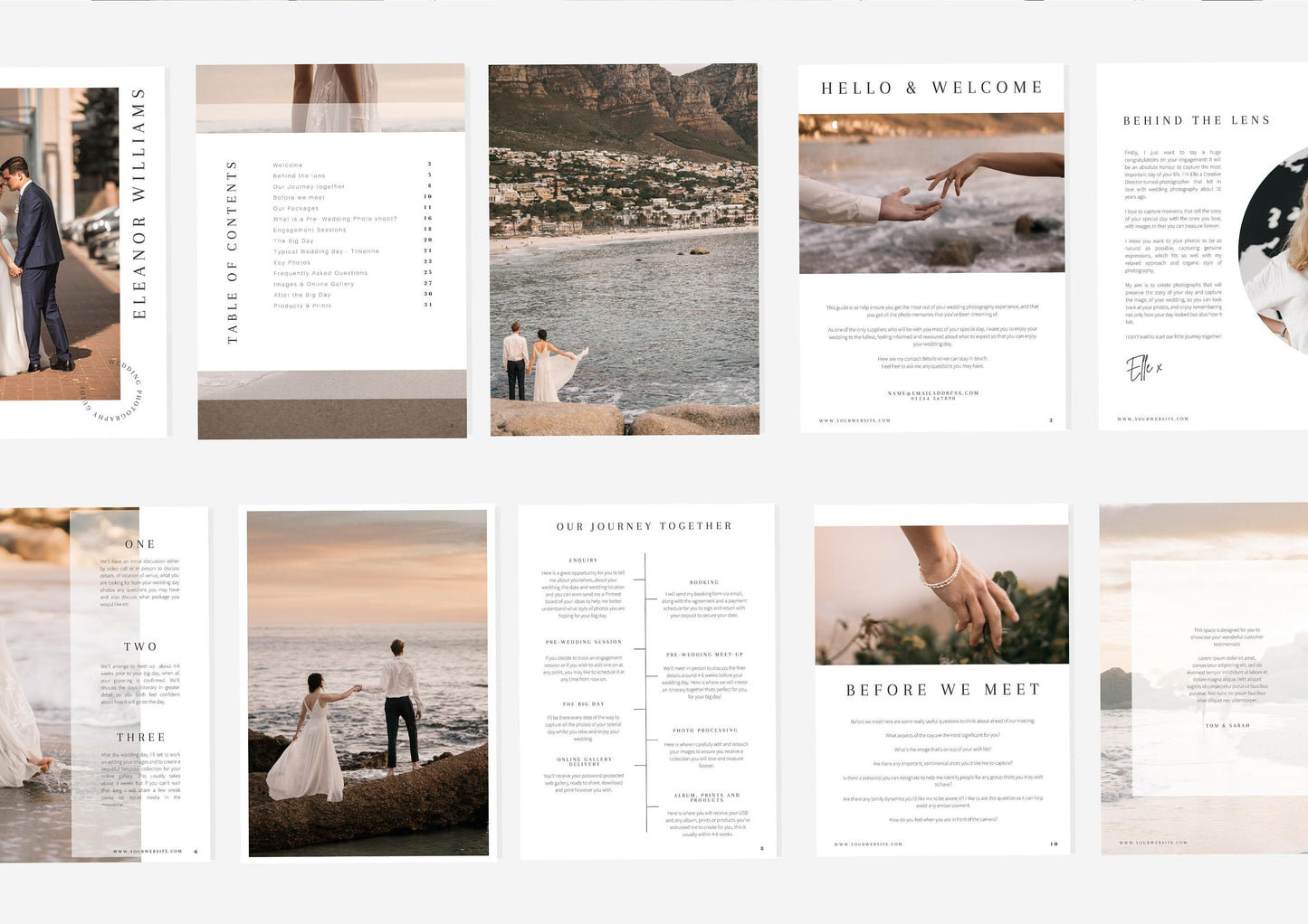 Wedding Photography Portfolio Template – Easily Customisable to suit your branding, Editable Client Brochure with pricing pages