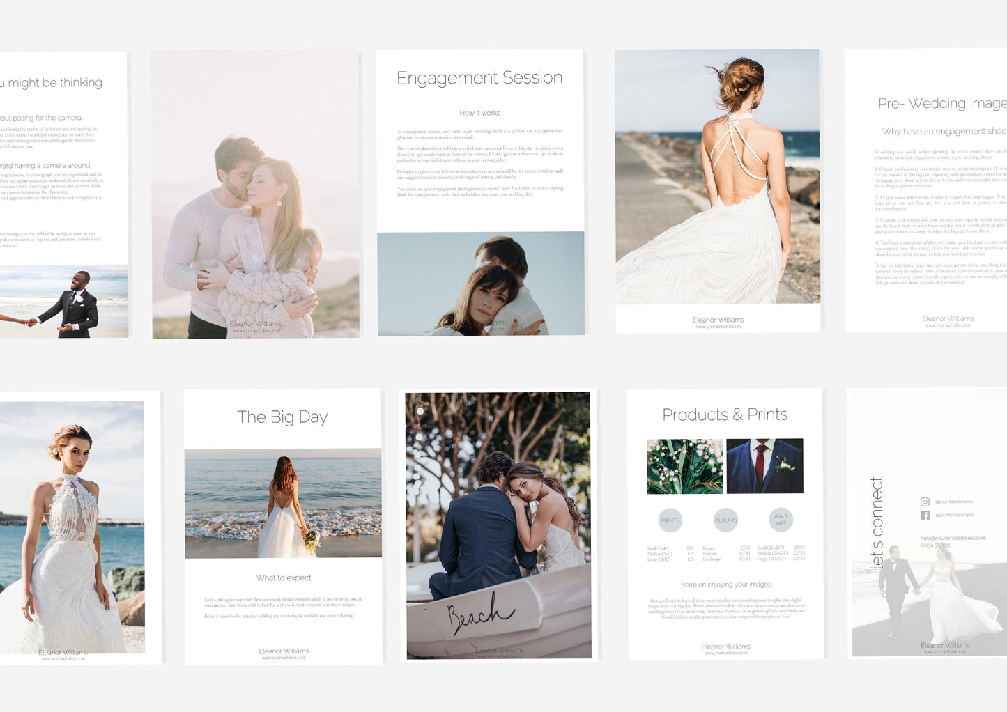 Professional Photography Pricing & Portfolio Template for Wedding Photographers, fully editable to suit your business and brand | Blue Stone