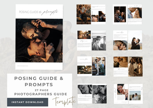 Posing and Prompts photography guide for clients - Fully customisable Template for Photographers -  Photography Guide - brochure template