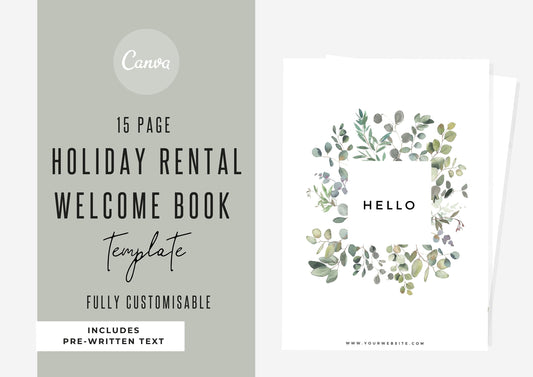 Welcome Book Template | Canva Template | AirBnb | Host Guide | Welcome Book | Home Rental Guidebook | Vacation Guide | Eucalyptus Spray