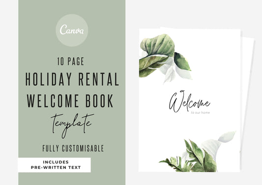 Welcome Book Template | Canva Template | AirBnb | Host Guide | Welcome Book | Home Rental Guidebook | Vacation Guide | Tropical Leaves