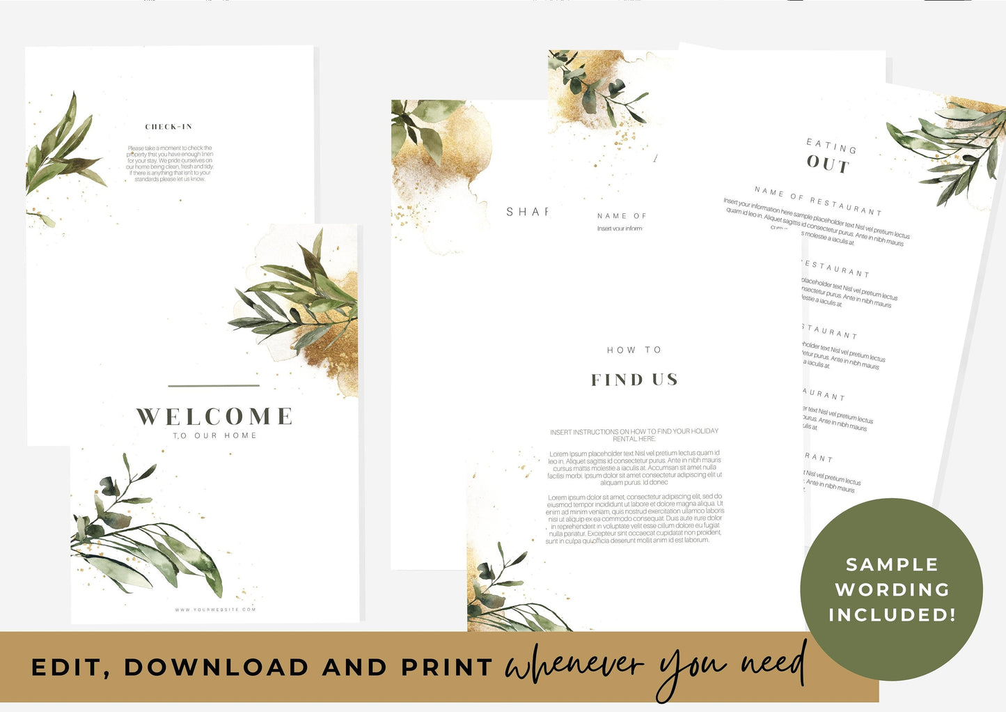 Welcome Book Template | Canva Template | AirBnb | Host Guide | Welcome Book | Home Rental Guidebook | Vacation Guide | Golden Leaves