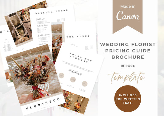 Wedding Florist Pricing Guide, elevate your business with our editable pricing guide template! Showcase your pricing packages with ease.