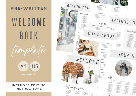 Airbnb Welcome Book Template, Editable Canva Welcome Guide, Air bnb House manual, Superhost eBook, Host signs, Signage, Nutmeg