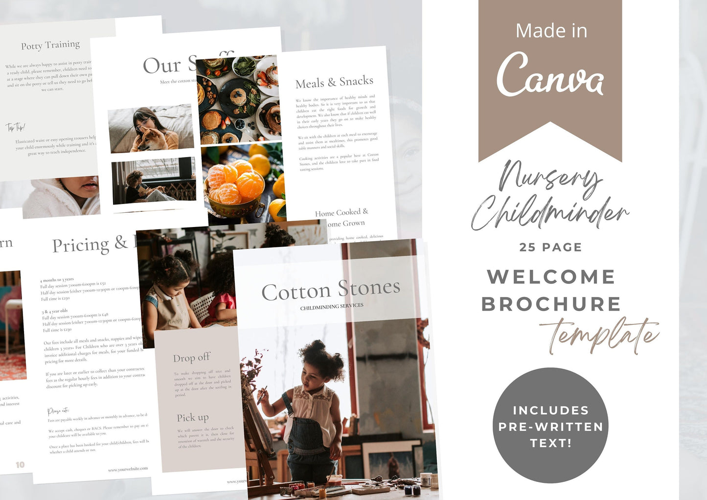 Childminder Welcome guide - Nursery Brochure - Template - Childminder Templates - Prospectus - Brochure template - Small Business - Neutral