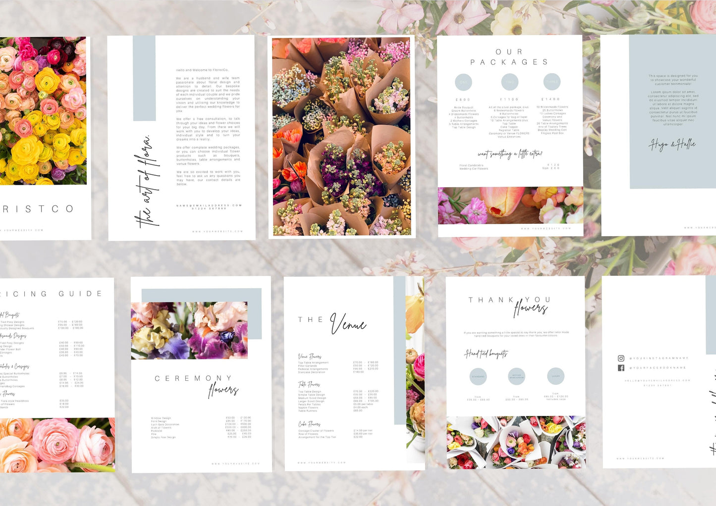 Wedding Florist Pricing Guide -  Welcome guide - Template for Florists - Florist Templates - Guide - Florist Brochure - Freesia