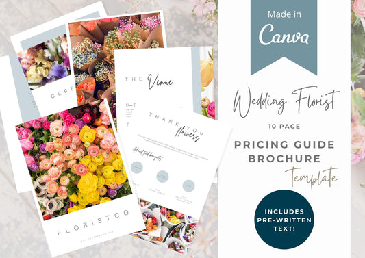 Wedding Florist Pricing Guide -  Welcome guide - Template for Florists - Florist Templates - Guide - Florist Brochure - Freesia