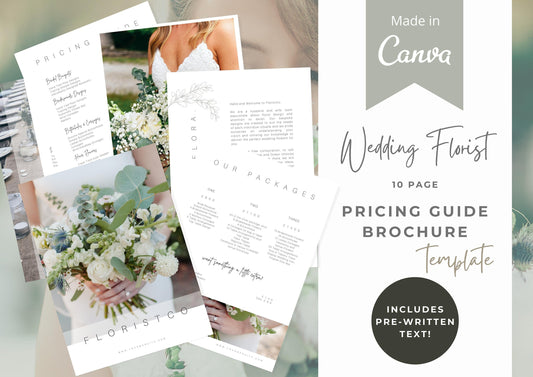 Editable Pricing Guide Template for Wedding Florists - Florist Templates - Elegant customisable Business Brochure to showcase your business.