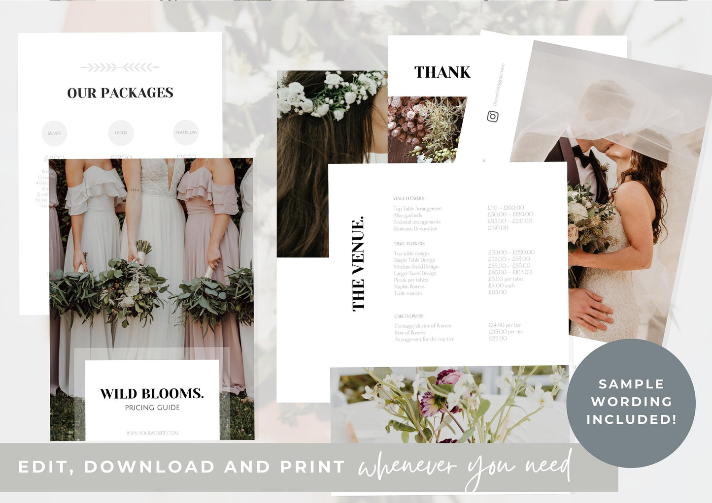 Effortless and Elegant Floral Pricing: Editable Wedding Florist Pricing Guide, Simplify Your Business with this Pre-Written Pricing Template