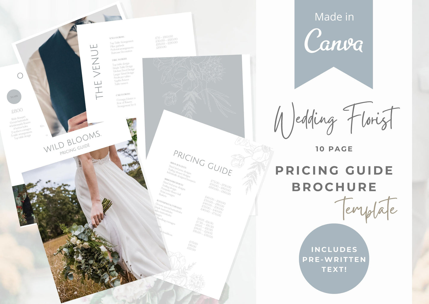 Wedding Florist Pricing Guide -  Welcome guide - Template for Florists - Florist Templates - Guide - Florist Brochure - Lotus