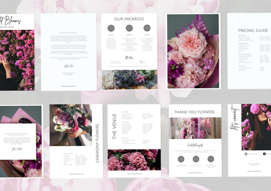 Wedding Florist Pricing Guide -  Welcome guide - Template for Florists - Florist Templates - Guide - Florist Brochure - Bellflower