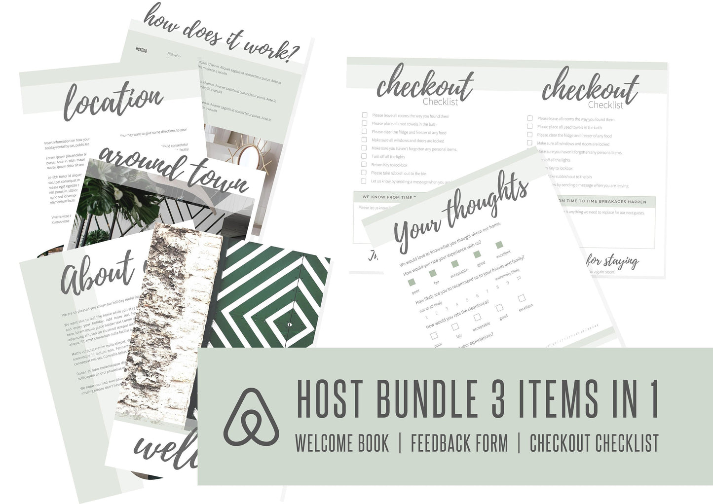 Host Bundle | Welcome Book | Checklist | Feedback Form | Welcome Guide |  VRBO | Guest Book Template |AirBnb | Vacation Rental | Bramble