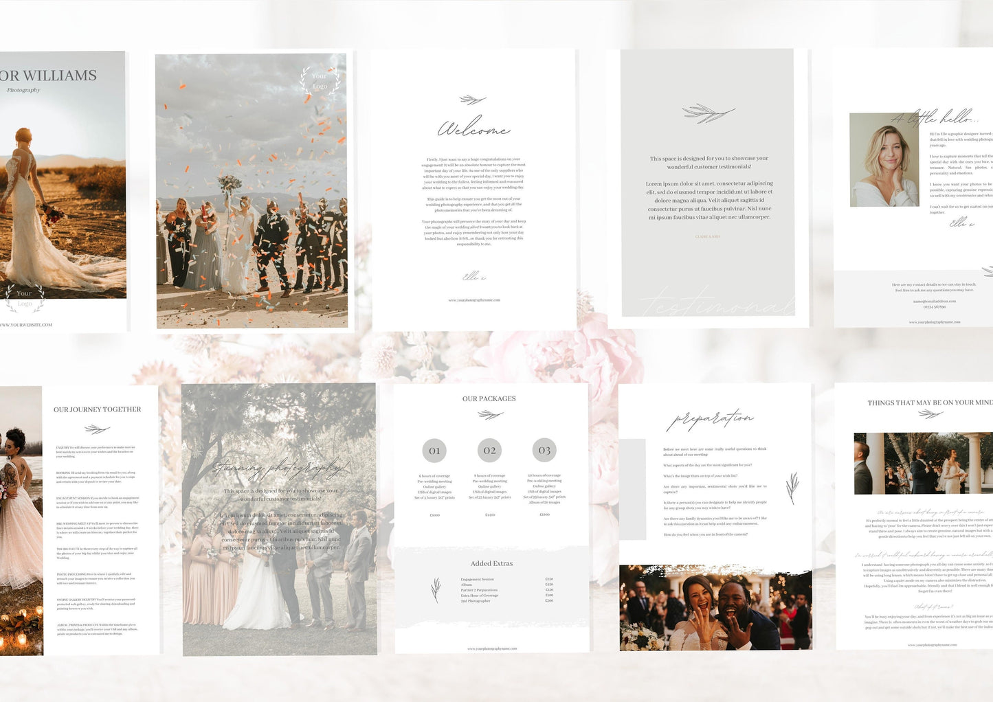 Photography pricing template for wedding photographers | Editable Photography Pricing and Portfolio Template Golden Haze