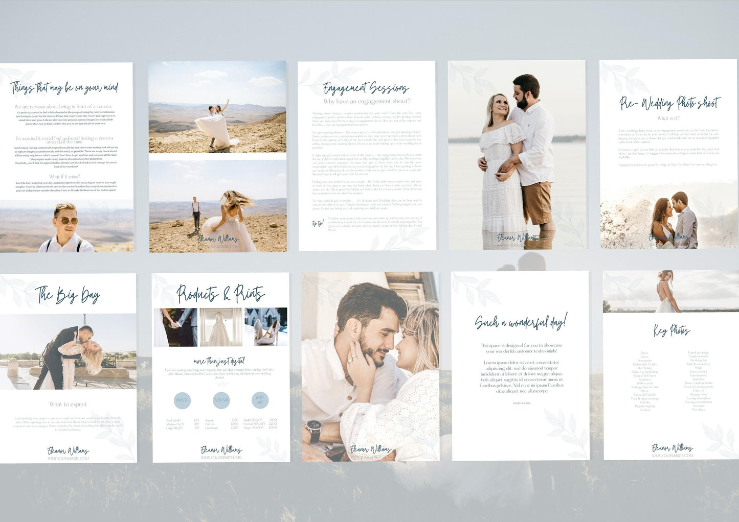 Wedding Photography Pricing Portfolio Brochure template editable in Canva, beautifully crafted and professionally designed. Instant Download