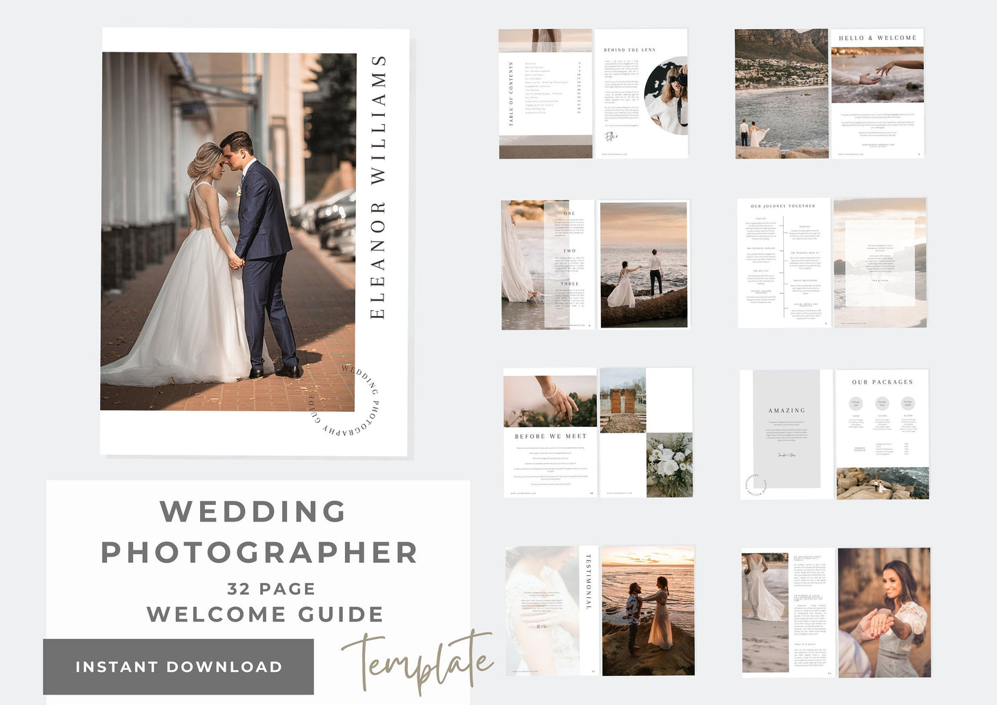 Wedding Photography Portfolio Template – Easily Customisable to suit your branding, Editable Client Brochure with pricing pages