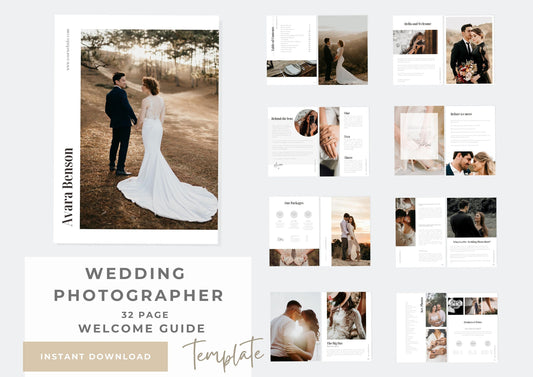 Photography pricing template for wedding photographers | Editable photography pricing and portfolio template fully customisable