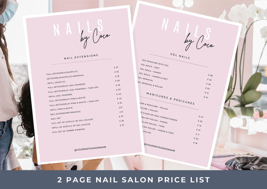 Nail Salon Services Pricing Menu | Pricing Guide | Nail Salon Template | Brochure Template | Business Template | Strawberry Ice