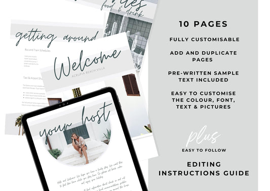 Airbnb Welcome Book | AirBnb | VRBO | Welcome Book | Airbnb Printable | Home Rental Guidebook | Vacation Guide | Airbnb Host | Cloud Grey