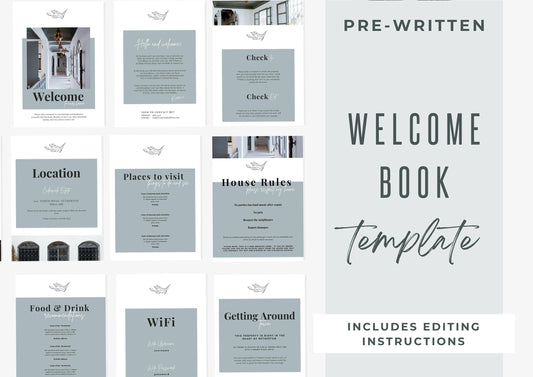 Welcome Book Template | Canva Template | AirBnb | Host Guide | Welcome Book | Home Rental Guidebook | Slate Blue