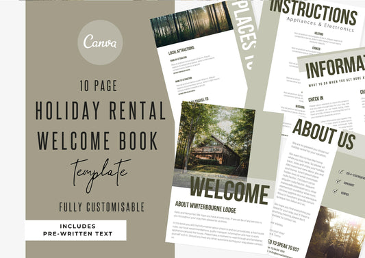 AirBnb Welcome Book Template | AirBnb | VRBO | HomeAway | Editable Home Rental Book | Home Rentals | Lodge Inns