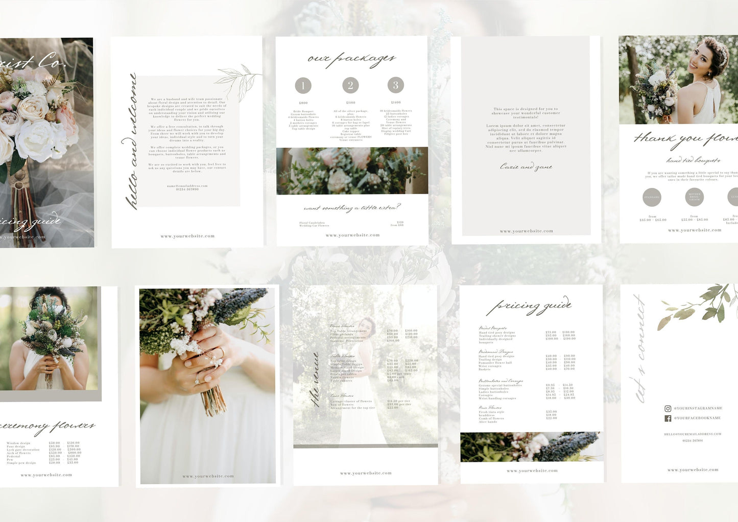 Customisable Wedding Florist Pricing Guide Template - Showcase Your Floral business with this Editable and Professional Template - Calla