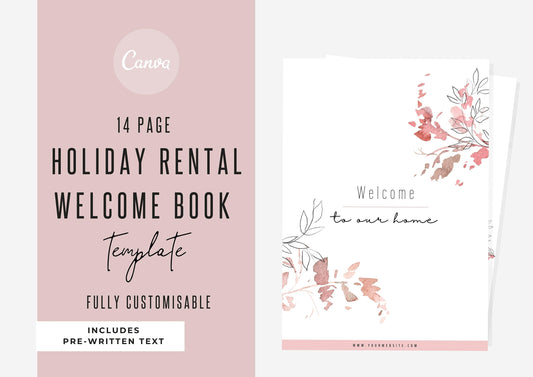 Welcome Book Template | Canva Template | AirBnb | Host Guide | Welcome Book | Home Rental Guidebook | Vacation Guide | Pink Blossom