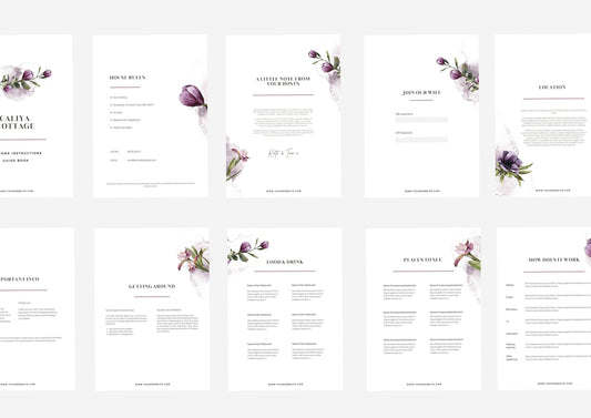 Welcome Book Template | Canva Template | AirBnb | Host Guide | Welcome Book | Home Rental Guidebook | Vacation Guide | Purple Flowers