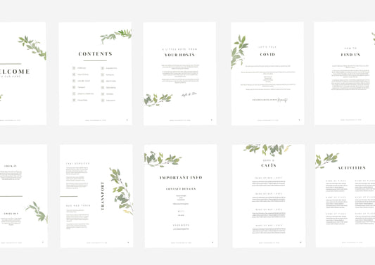 Welcome Book Template | Canva Template | AirBnb | Host Guide | Welcome Book | Home Rental Guidebook | Vacation Guide | Watercolour Leaves