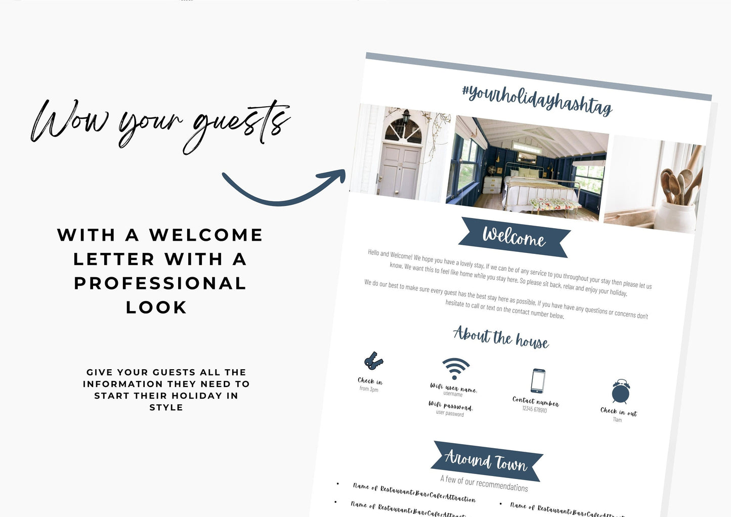 Welcome Letter | Canva Template | AirBnb | Host Guide | Airbnb Host Welcome Letter | Home Rental | Vacation | VRBO | Homeaway | Lapis Blue