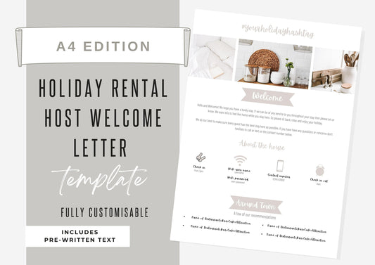 Welcome Letter | Canva Template | AirBnb | Host Guide | Airbnb Host Welcome Letter | Home Rental | Vacation | VRBO | A4 | Homeaway | Harmony