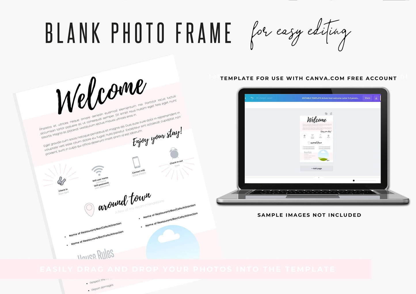 Welcome Letter | Canva Template | AirBnb | Host Guide | Airbnb Host Welcome Letter | Home Rental Welcome Letter | Starlight Pink