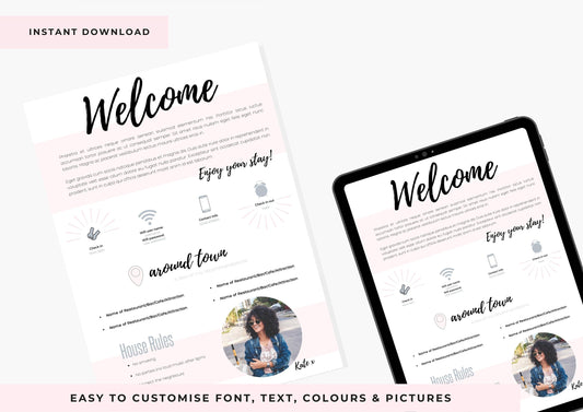 Welcome Letter | Canva Template | AirBnb | Host Guide | Airbnb Host Welcome Letter | Home Rental Welcome Letter | Starlight Pink