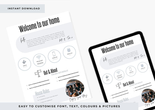 Welcome Letter | Canva Template | AirBnb | Host Guide | Airbnb Host Welcome Letter | Home Rental Welcome Letter | Frosted Pearl