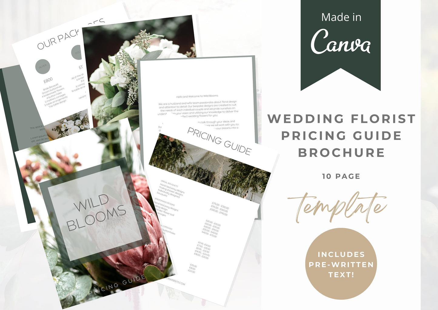 Wedding Florist Pricing Guide -  Welcome guide - Template for Florists - Florist Templates - Guide - Florist Brochure - Flora