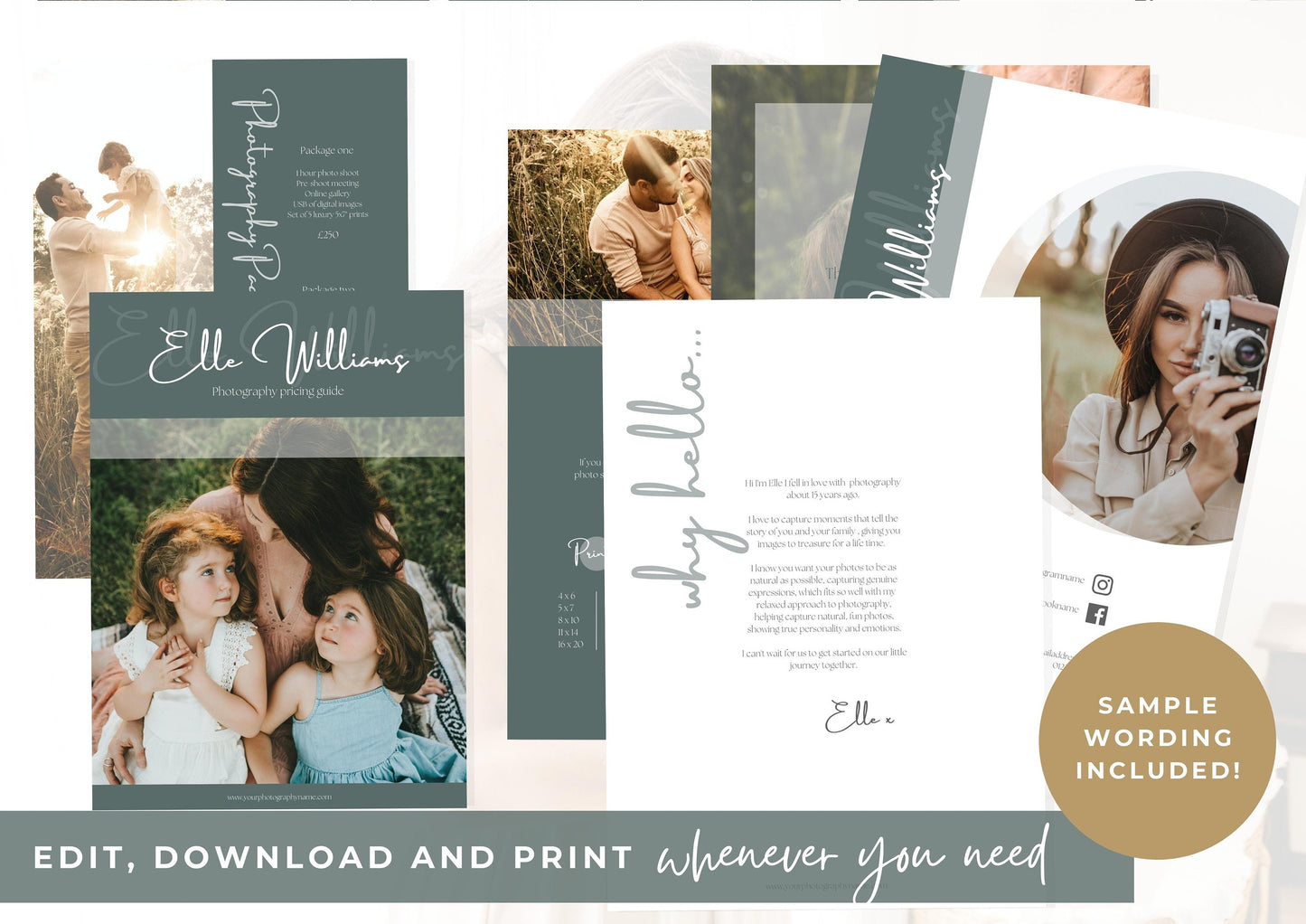 Photography Pricing guide -  Welcome guide - Template for Photographers - Photographer Templates - Photography Guide - Digital Download